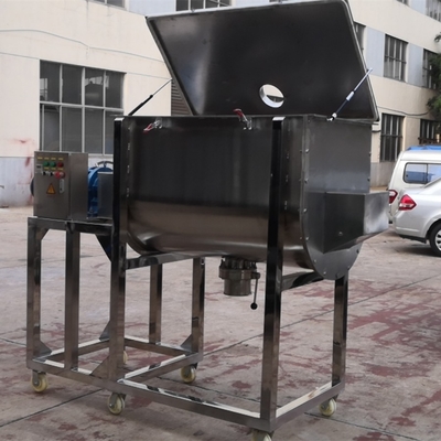 5.5kw 500L rempah-rempah bumbu bubuk pigmen bubuk komersial ganda dayung horisontal mixer pita